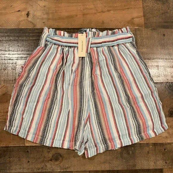Francesca’s Paper-bag Stripped Shorts Size L - Picture 5 of 8